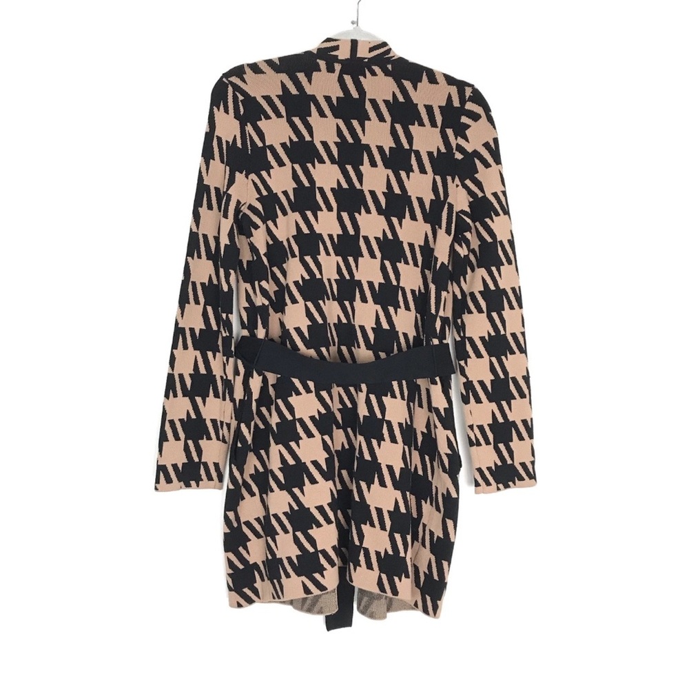 Ann Taylor NWT Black and Pink Houndstooth Open Cardigan Duster Small - Picture 3 of 6